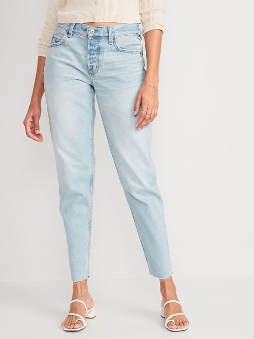 Jeans Old Navy High-Waisted Button-Fly Slouchy Taper Cut-Off Non-Stretch Ankle para Mujer