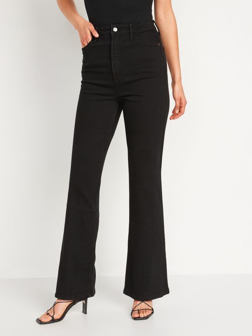 Jeans Old Navy Higher High-Waisted Black-Wash Flare para Mujer