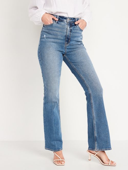 Jeans Old Navy Higher High-Waisted Distressed Flare para Mujer