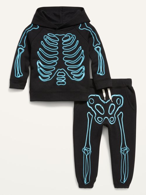 Conjunto de Esqueleto Old Navy unisex de sudadera con capucha y pantalón para Bebé