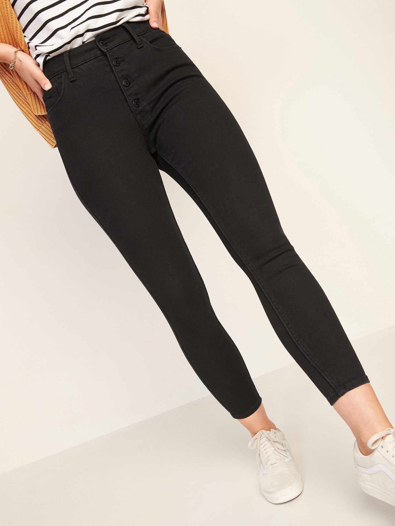 Super Skinny High Jeans - Gris oscuro - MUJER