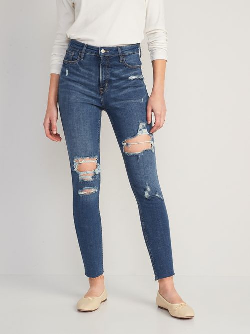 Jeans Old Navy Extra High-Waisted Rockstar 360° Stretch Ripped Super Skinny para Mujer