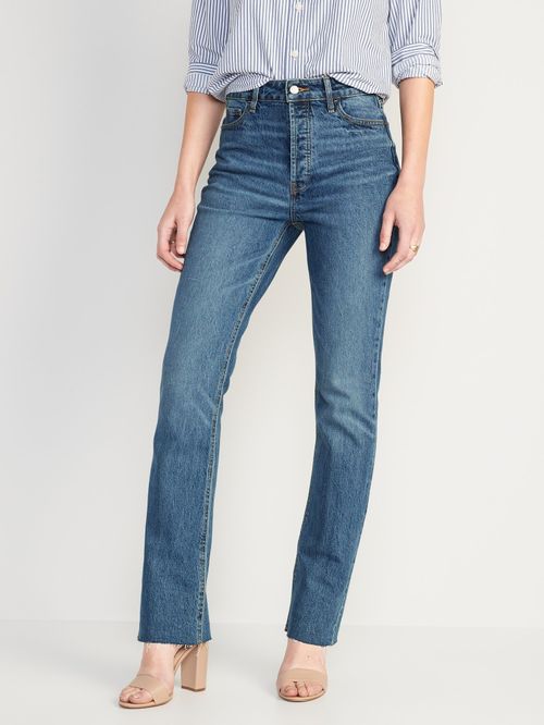 Jeans Old Navy Extra High-Waisted Button-Fly Kicker Boot-Cut Cut-Off para Mujer