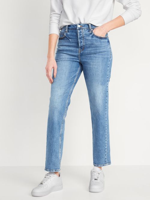 Jeans Old Navy Extra High-Waisted Button-Fly Sky-Hi Straight para Mujer
