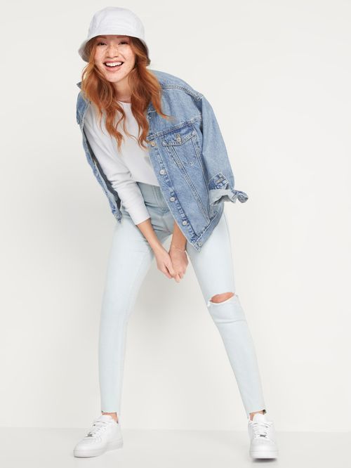 Jeans Old Navy Rockstar 360 Stretch Super Skinny Cut-Off para Mujer
