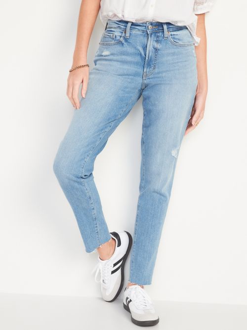 Jeans Old Navy Curvy High-Waisted O.G. Straight Distressed para Mujer