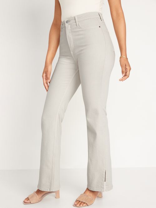 Jeans Old Navy Higher High-Rise Off-White Side-Split Flare para Mujer