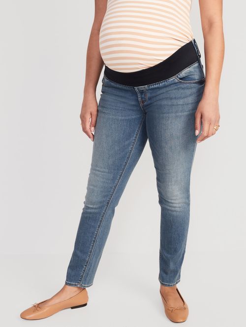 Jeans Front Low Panel Power Slim Straight de maternidad Old Navy