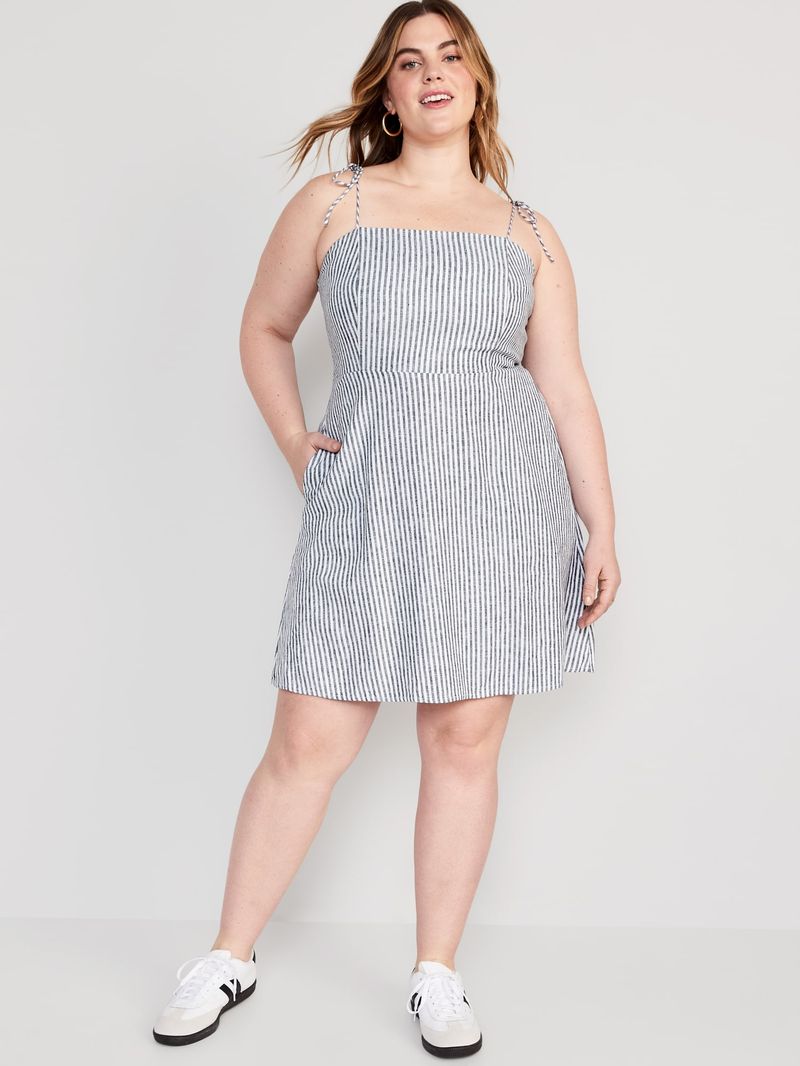 Vestido-Mini-de-mezcla-de-lino-Fit-Flare-Old-Navy-para-Mujer-559475-000