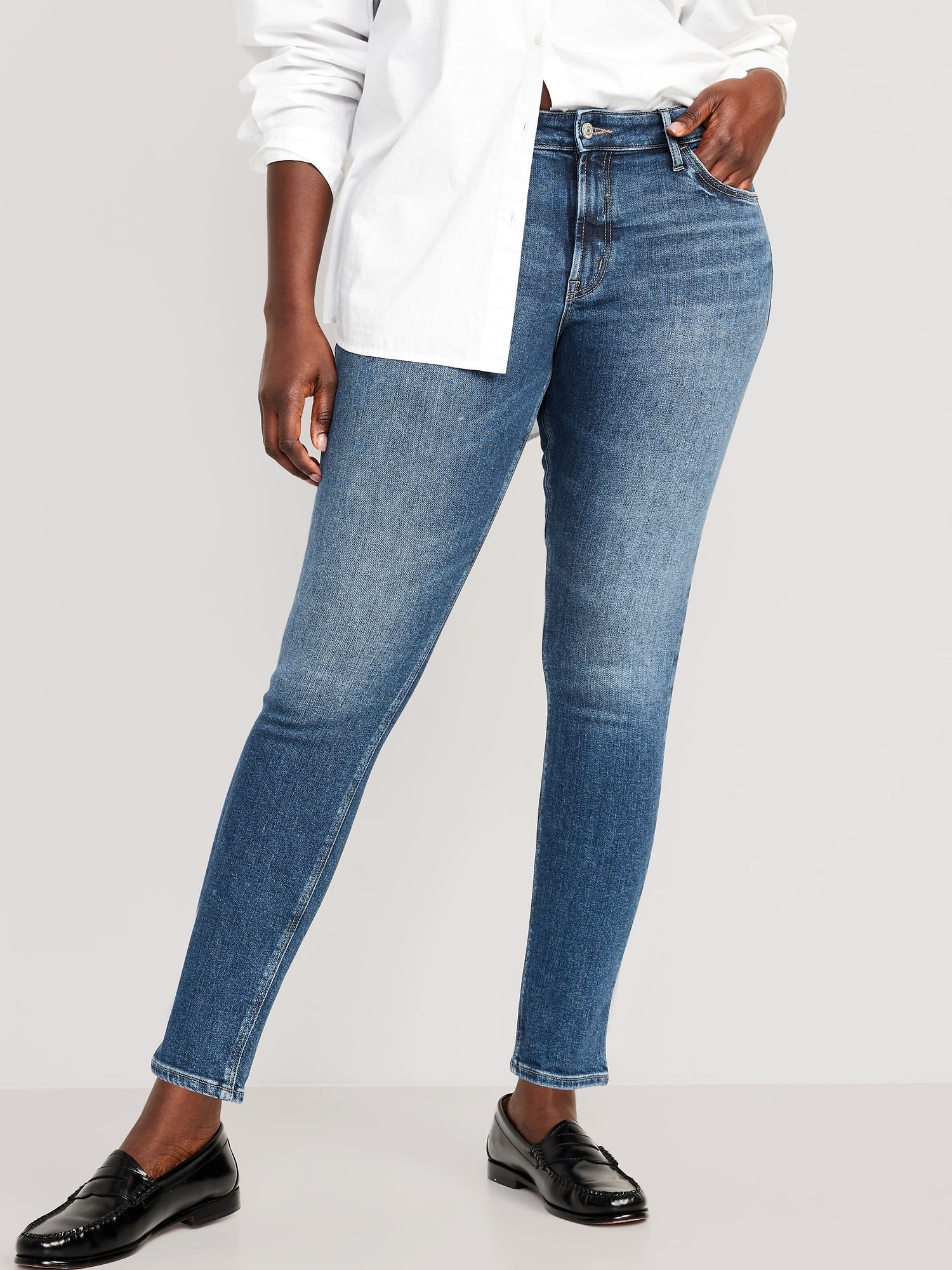 Ripley - JEANS ALTO OLD NAVY MUJER SUPER SKINNY ROCKSTAR TIRO AZUL