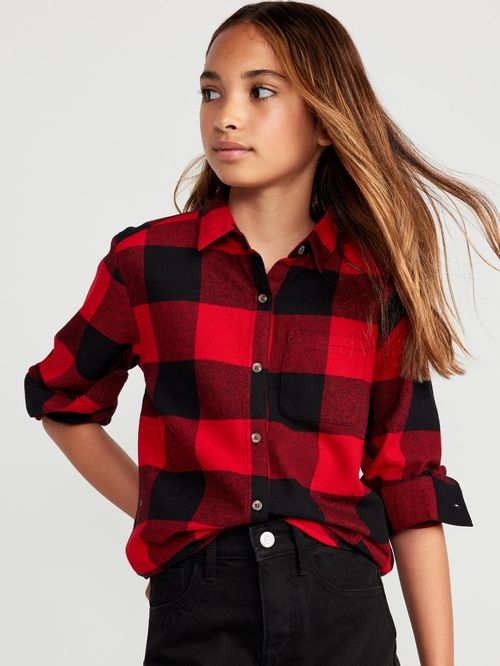 Camisa manga larga de franela con estampado a cuadros Old Navy para Nina