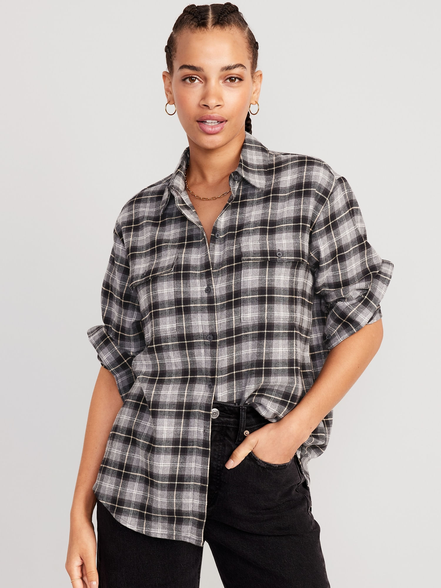 Camisa Boyfriend de franela Oversized Old Navy para Mujer Old Navy Old Navy MX