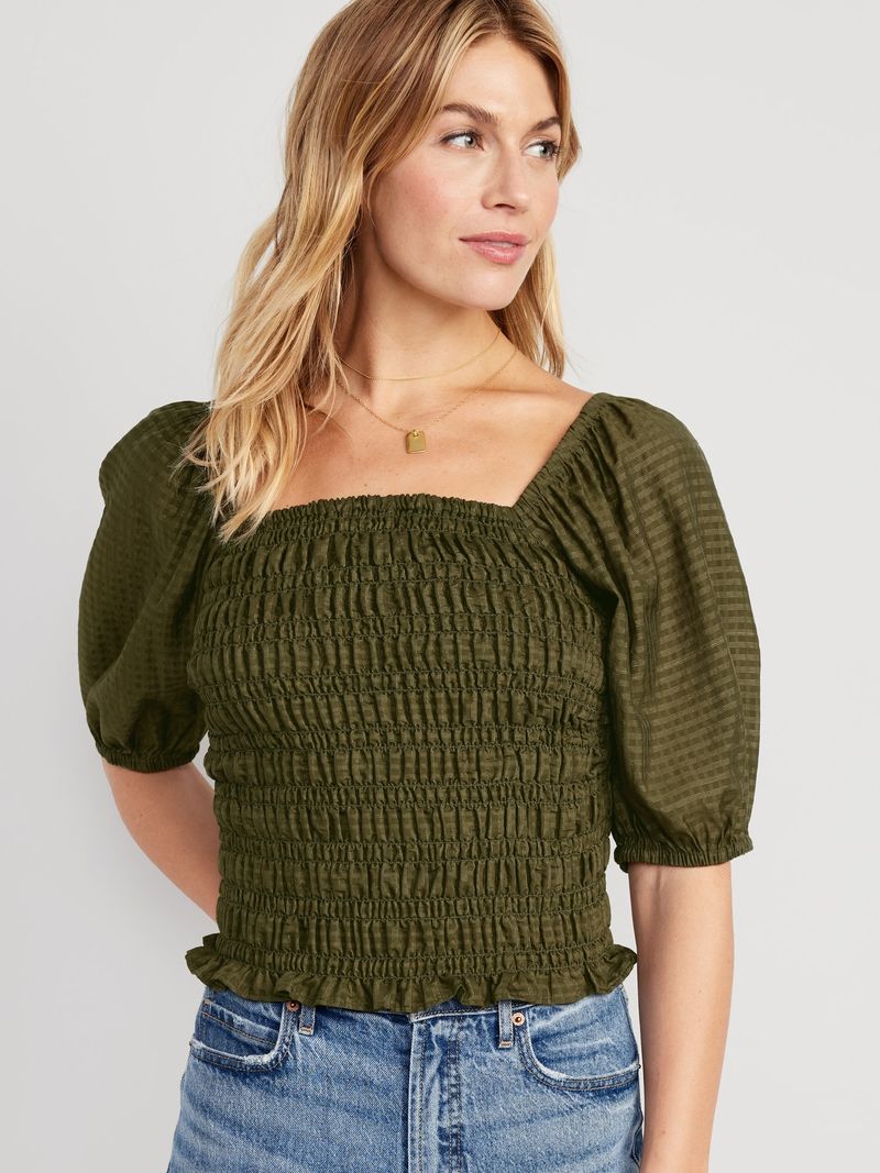 Blusa con mangas de farol y fruncido Old Navy para Mujer Old