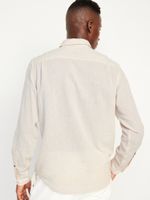 Camisa-de-manga-larga-Regular-Fit-Everyday-de-mezcla-de-lino-Old-Navy-para-Hombre-843823-001