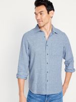 Camisa-de-manga-larga-Regular-Fit-Everyday-de-mezcla-de-lino-Old-Navy-para-Hombre-843823-009
