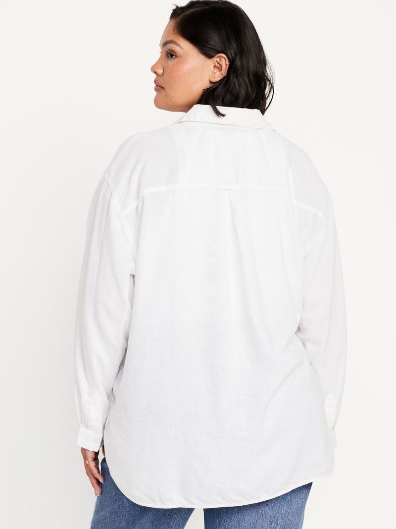 Camisa de manga larga de mezcla de lino Old Navy para Mujer