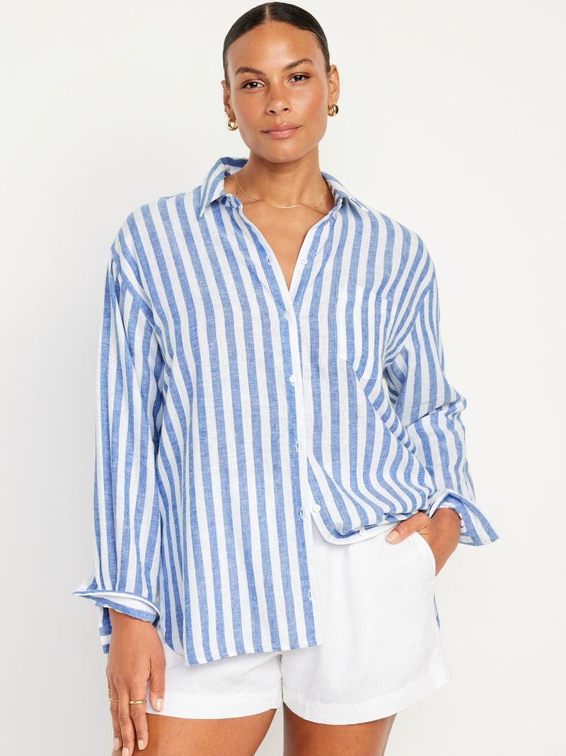 Camisa-de-manga-larga-de-mezcla-de-lino-Old-Navy-para-Mujer-856131-002