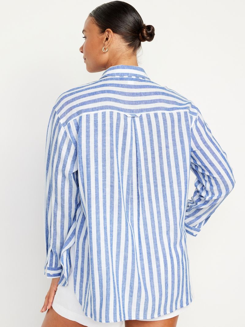 Camisa-de-manga-larga-de-mezcla-de-lino-Old-Navy-para-Mujer-856131-002