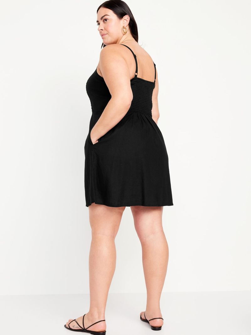 Vestido-Mini-Fit---Flare-de-mezcla-de-lino-Old-Navy-para-Mujer-863521-006