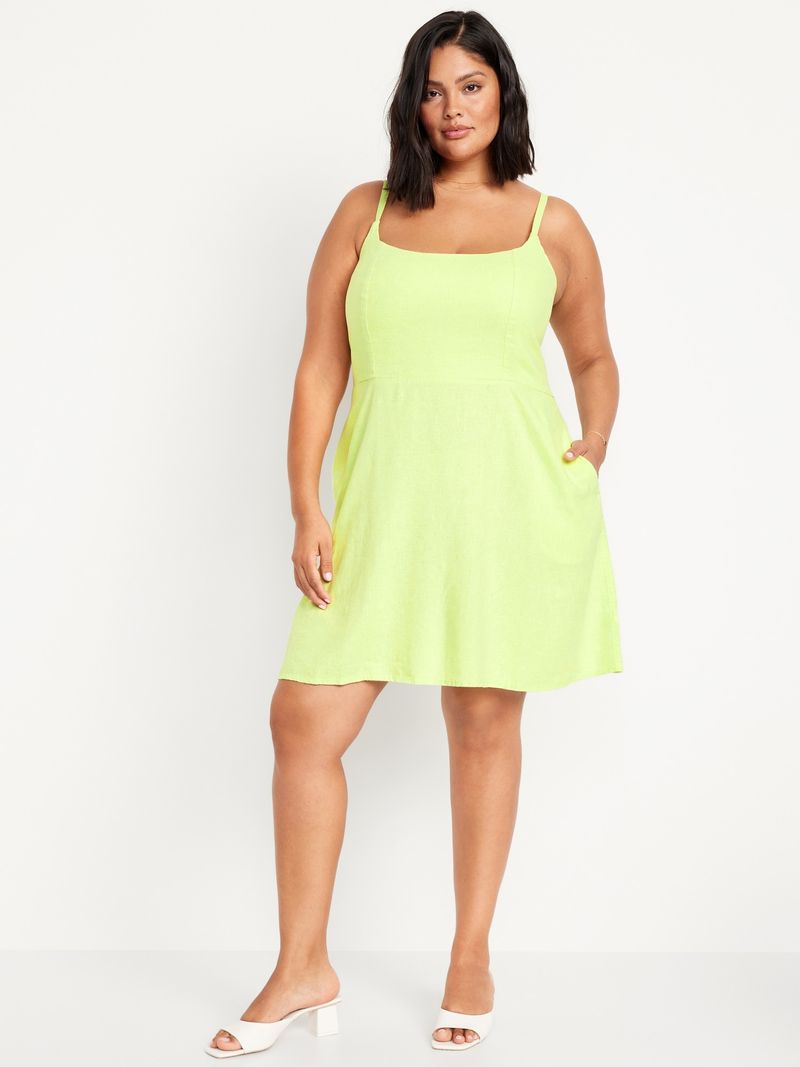 Vestido-Mini-Fit-y-Flare-de-mezcla-de-lino-Old-Navy-para-Mujer-863521-004