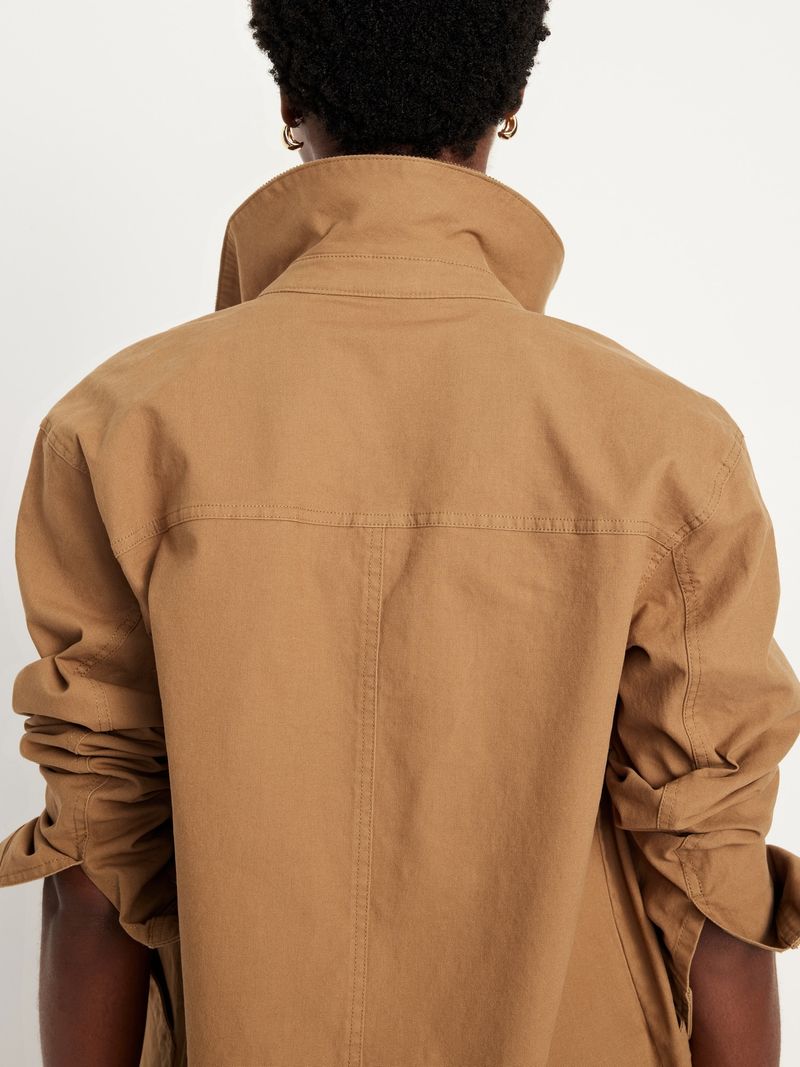 Chamarra de lona con botones y cierre fit relajado Old Navy para mujer
