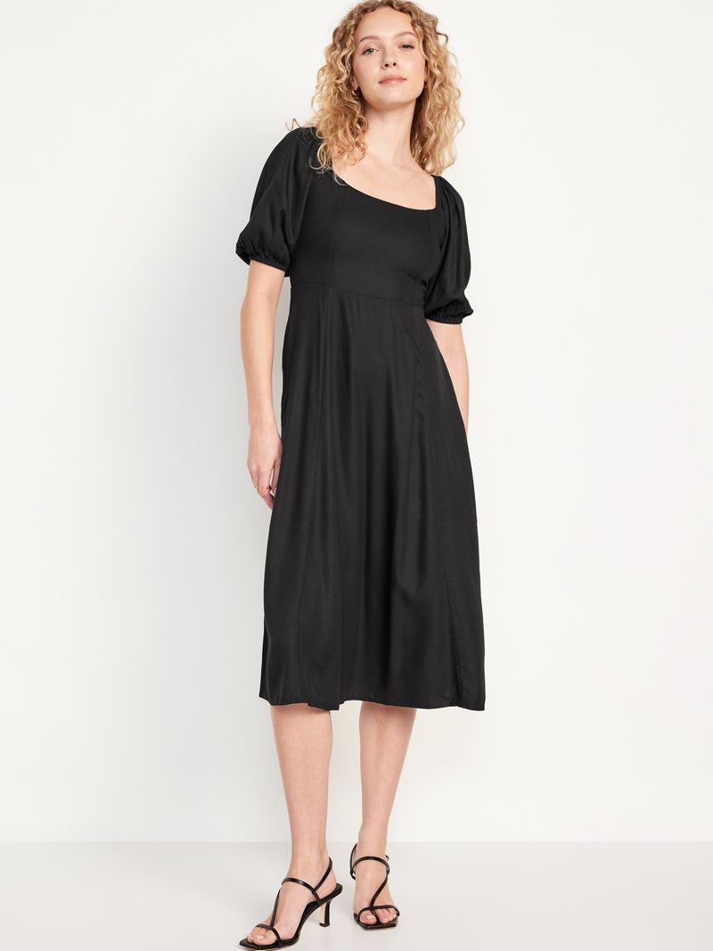 Vestido midi de crepe Fit Flare Old Navy para mujer Old Navy Old Navy MX