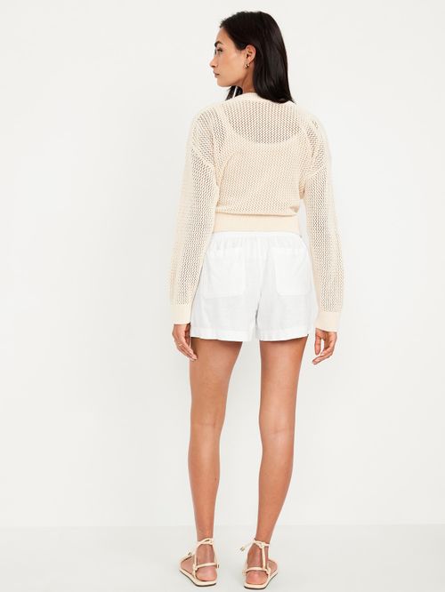 Short de mezcla de lino de tiro alto para mujer Old Navy