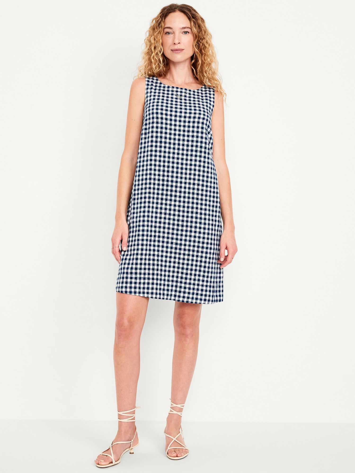 Mini vestido recto de mezcla de lino ajuste holgado altura por encima de la  rodilla para mujer Old Navy