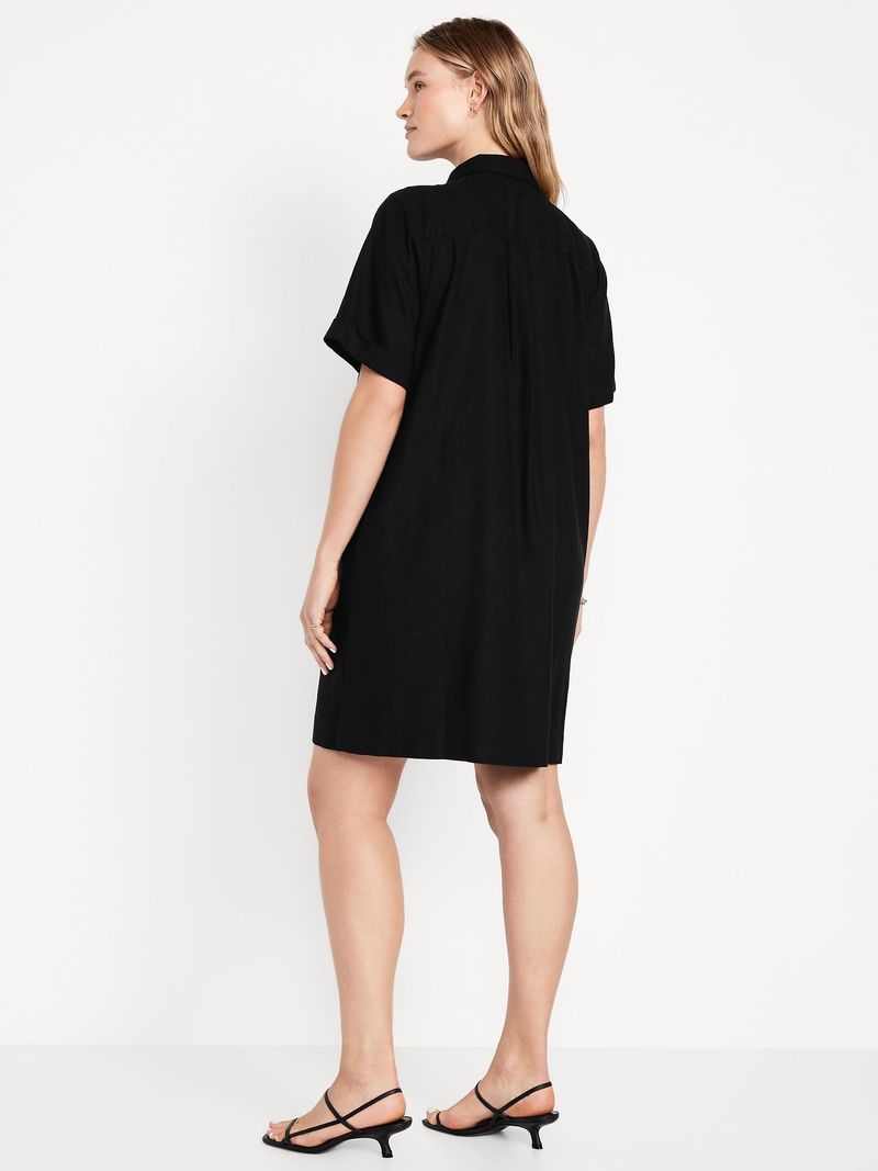 Vestido camisero de mezcla de lino para mujer Old Navy