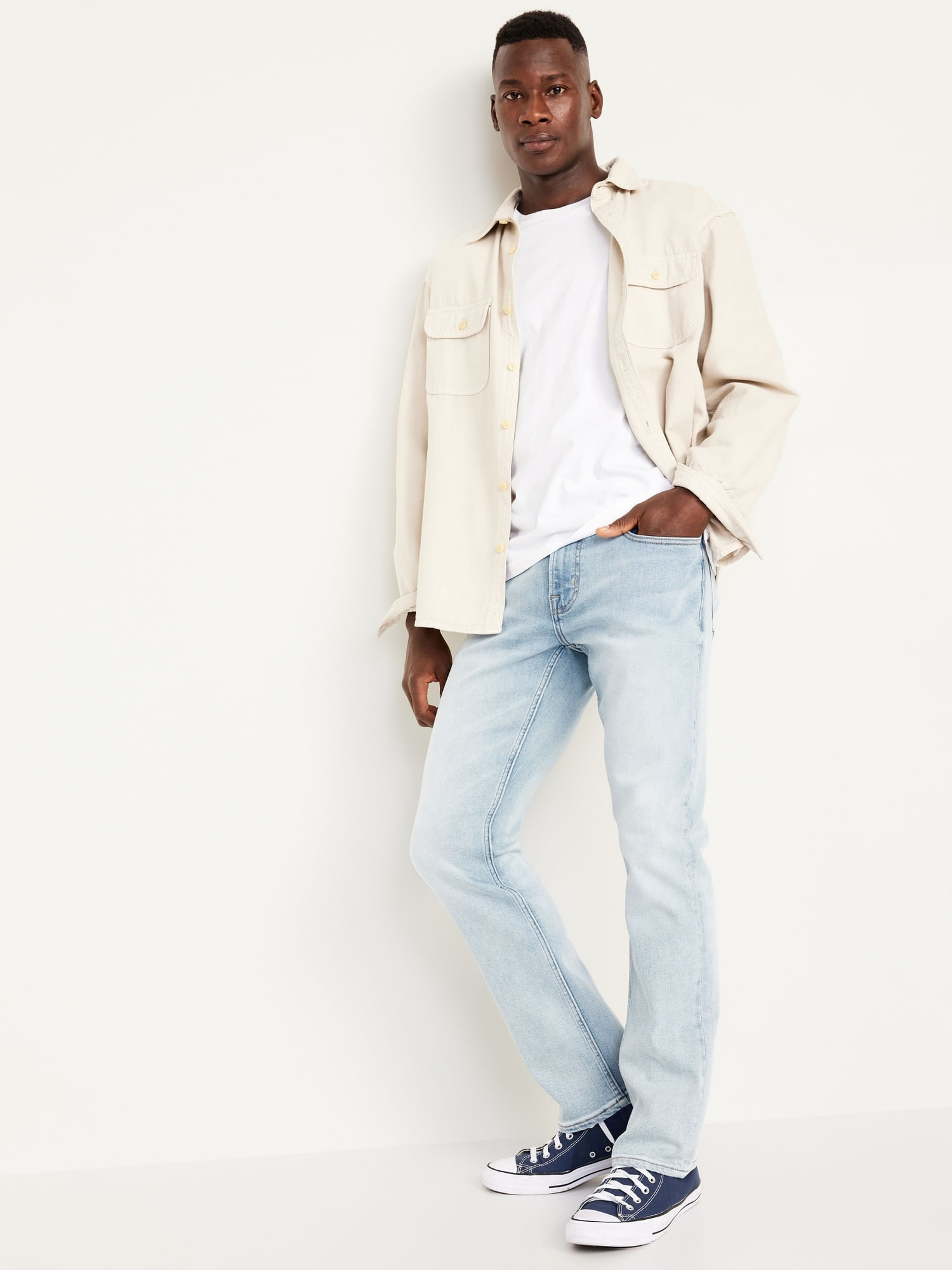 Pantalón Blanco Botas Con Pantalon De Mezclilla Hombre Pantalon