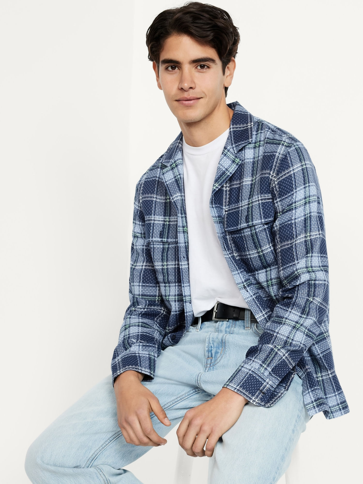 Old Navy Hombre OLD NAVY Camisa De Lino Manga Corta Verde OLD NAVY