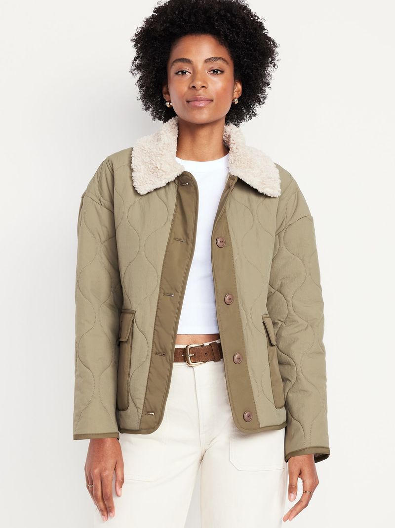 Chamarra de nailon acolchada para mujer Old Navy